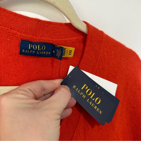 NWT Polo Ralph Lauren Cashmere Blend Button Cardigan Sweater Orange - Picture 6 of 9